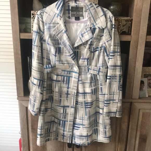Mac and Jac Blue, White, Grey Trench Coat - Picture 1 of 12
